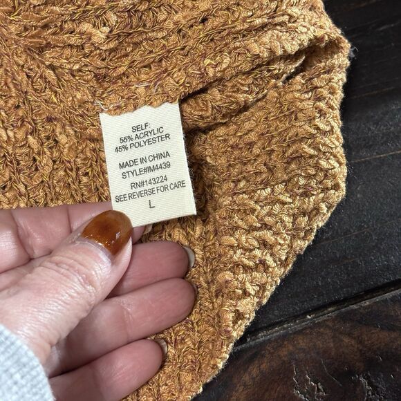 ILLA ILLA Cropped Oversized Knit Sweater, Golden Brown Cuffed 3/4 Sleeve Size L - Picture 11 of 12